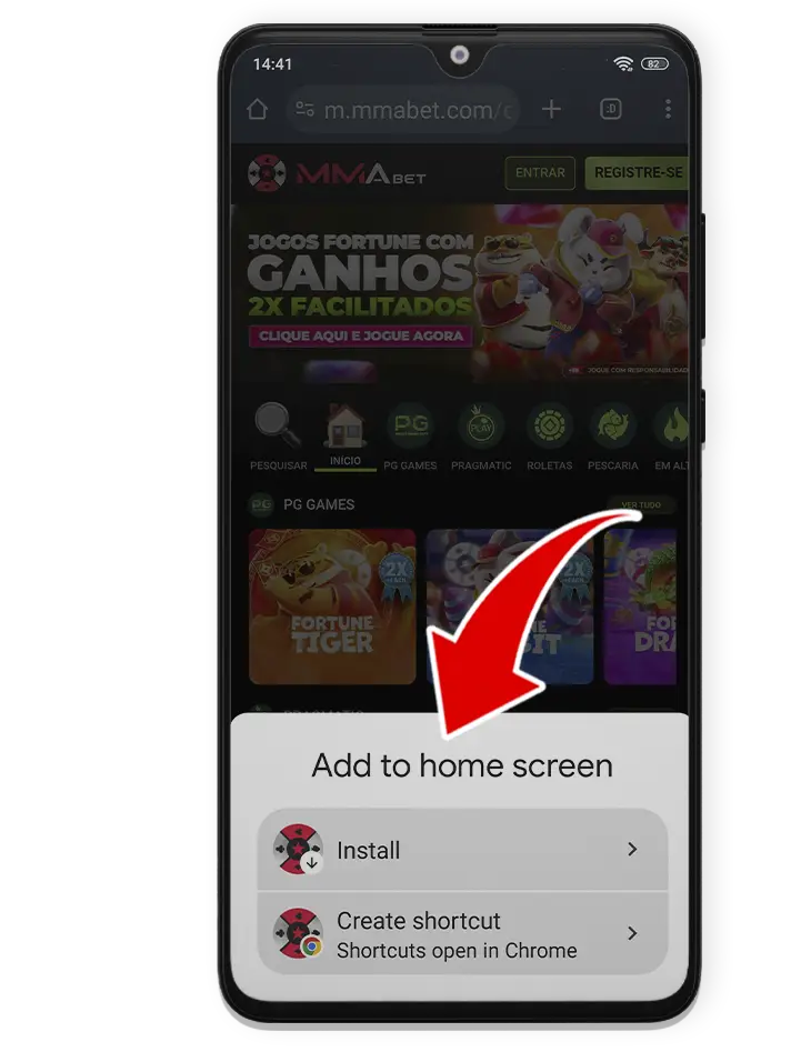Passo 4 da instalação do aplicativo MMFbet no Android