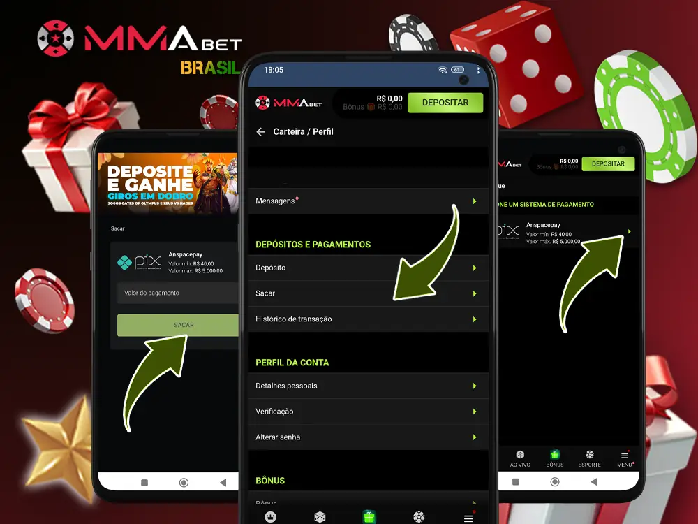 Como sacar dinheiro através do App Mmabet?